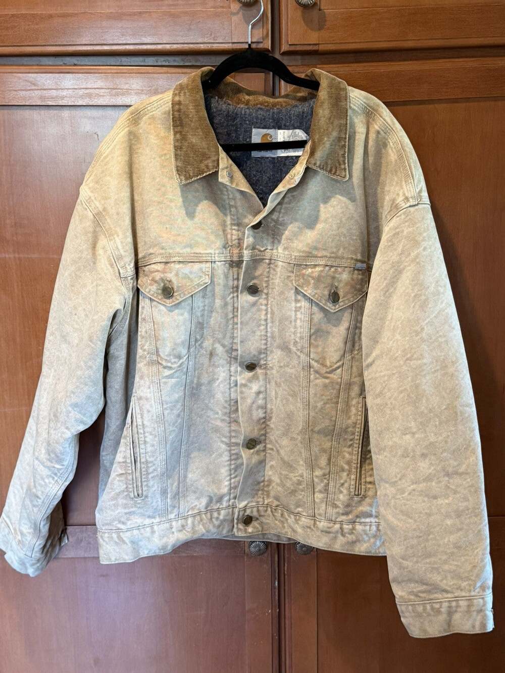 Vintage 90s Carhartt AJB006 Blanket Lined Duck Trucker Jacket Size XL USA Union